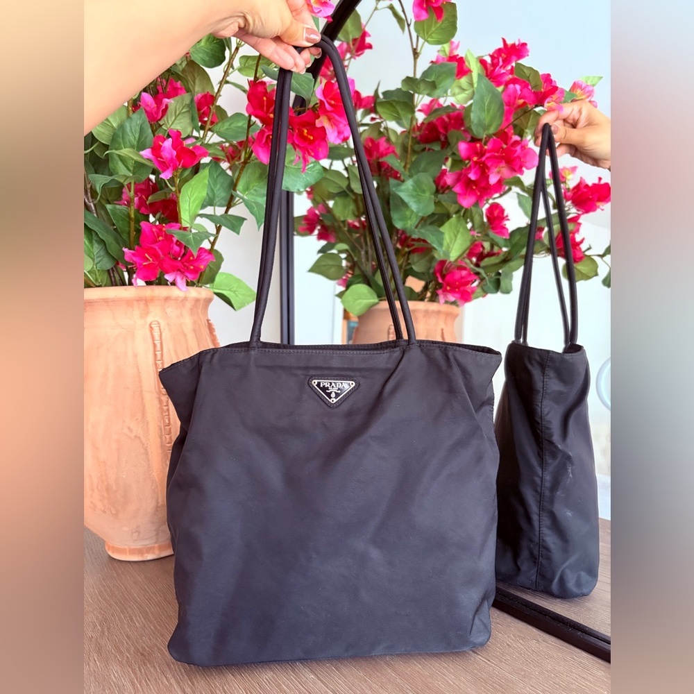 Prada Black Nylon Tote Bag Sleek Minimalist Design